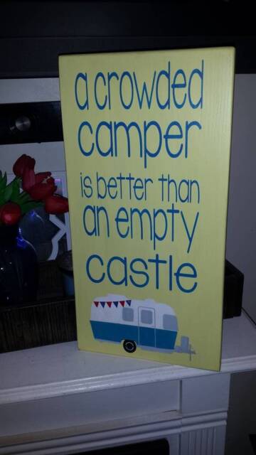 Camper Wood Sign Distressed A Crowded Is Better Than An Empty Castle Large Wall Hanging Camping Humor Decor - image 1
