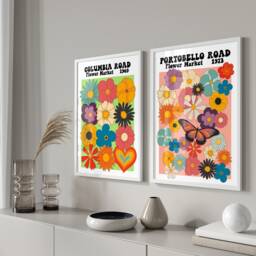 Columbia Road Flower Market Print Retro Floral, 1970S London Art - thumbnail 3