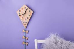 Children's Oak Wood Personalised Kite Wall Clock