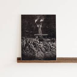 Witches Dancing At The Sabbath Print Poster, Fallen Angel Wall Art, Halloween Decor, Dark Academia Digital, Elegant Black Printable - thumbnail 3