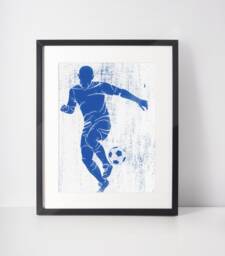 Football Wall Art, Poster, Boys Bedroom D??cor, Blue Print Gift For Teenager, For Fan, Teen Boy Gift, Soccer