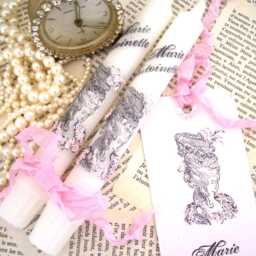 Marie Antoinette Candles Hand-stamped With Pale Pink Glitter - thumbnail 4