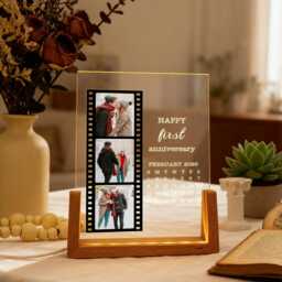 Personalised Photo Gift, Film Roll Couple Collage, Frame Night Light, Valentines Day Gifts, Wedding Anniversary Gift For Him Her - thumbnail 3