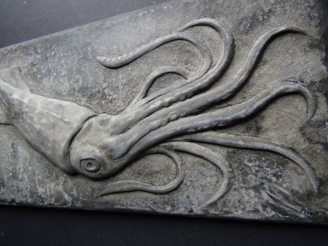 Concrete Squid Art Tile 3D Wall Sculpture Hand Made - image 1