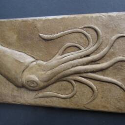 Concrete Squid Art Tile 3D Wall Sculpture Hand Made - thumbnail 2