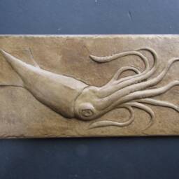 Concrete Squid Art Tile 3D Wall Sculpture Hand Made - thumbnail 3