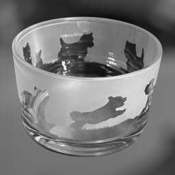 West Highland Terrier Bowl - Clear Glass With Westie Frieze Design Perfect For Tealight Or Floating Candles Dish - thumbnail 3