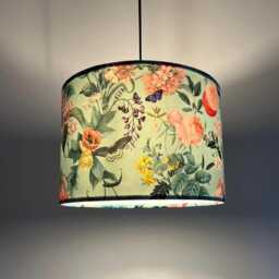 Butterfly Floral Velvet Circular Drum Lampshade/Ceiling Shade, in Duck Egg, With A White Lining - thumbnail 1