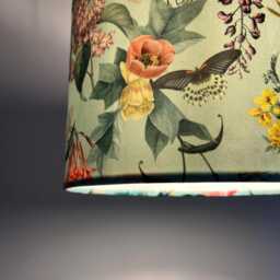 Butterfly Floral Velvet Circular Drum Lampshade/Ceiling Shade, in Duck Egg, With A White Lining - thumbnail 3