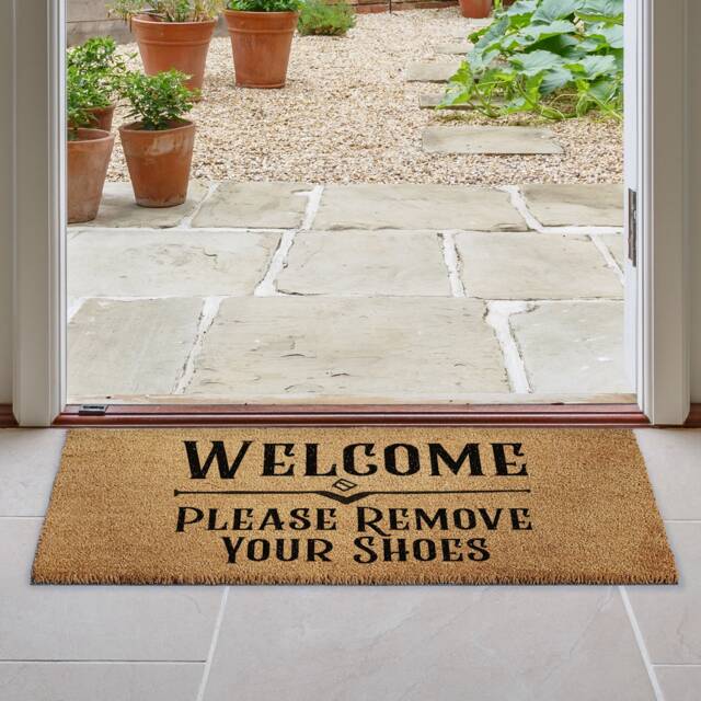 Large Coir Doormat - Welcome Please Remove Your Shoes - image 1