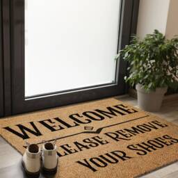 Large Coir Doormat - Welcome Please Remove Your Shoes - thumbnail 3