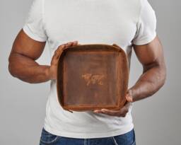 Personalized Gift For Men, Fathers Day Mens Gift, Desk Catchall, Watch Tray, Leather Personalized Small Thing Holder - thumbnail 1