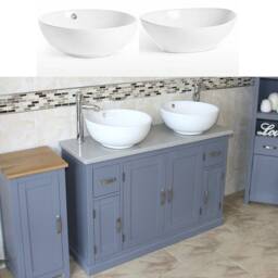 Grey Painted Bathroom Vanity Unit Cabinet Ceramic Basin Tap Set Quartz 402Ggqcbcx2 - thumbnail 2