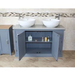 Grey Painted Bathroom Vanity Unit Cabinet Ceramic Basin Tap Set Quartz 402Ggqcbcx2 - thumbnail 3
