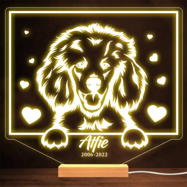 Poodle Memorial Pet Dog Loss Dates Personalised Gift Warm Lamp Night Light - image 1
