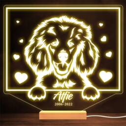 Poodle Memorial Pet Dog Loss Dates Personalised Gift Warm Lamp Night Light - thumbnail 1
