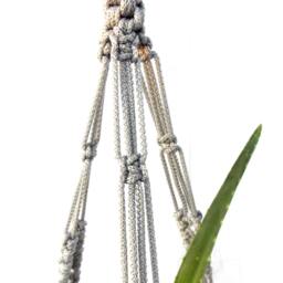Gray Mini Macrame Plant Hanger 18 Inches 3 Mm Flower Pot Indoor Or Outdoor Decor Hanging Planter Wall Hanging Gift Idea Window Cord - thumbnail 2