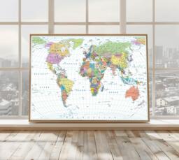 Political World Map Poster, Colourful Countries Print, Educational Wall Art - thumbnail 1