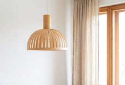 Maple Wood Pendant Light, Stylish Hanging Lamp Scandinavian Decor, Modern Chandelier Lighting