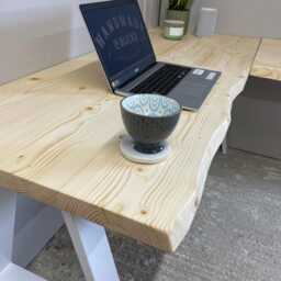 Live Edge L-Shaped Desk Solid Wood, Steel Legs, Custom Office Furniture - thumbnail 2