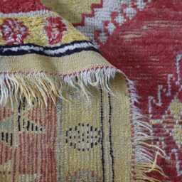 Vintage Moroccan Rug 9x5 Ft Handwoven Berber Wool Carpet, Tribal Design - thumbnail 4