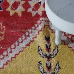 Vintage Moroccan Rug 9x5 Ft Handwoven Berber Wool Carpet, Tribal Design - thumbnail 3