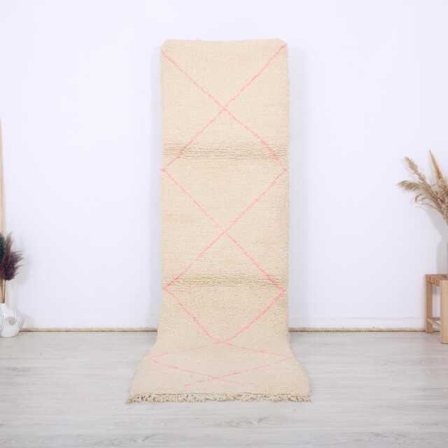 Moroccan Runner Rug, Beni Ourain Runner, 2.7x9.9 Ft, Soft Wool Runner, Wool Hallway Runner - image 1