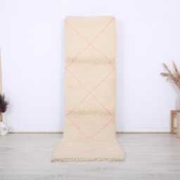 Moroccan Runner Rug, Beni Ourain Runner, 2.7x9.9 Ft, Soft Wool Runner, Wool Hallway Runner - thumbnail 1