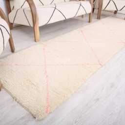 Moroccan Runner Rug, Beni Ourain Runner, 2.7x9.9 Ft, Soft Wool Runner, Wool Hallway Runner - thumbnail 3