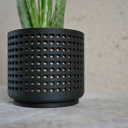 "Wood Modern Planter ""Perforated Black" - thumbnail 3