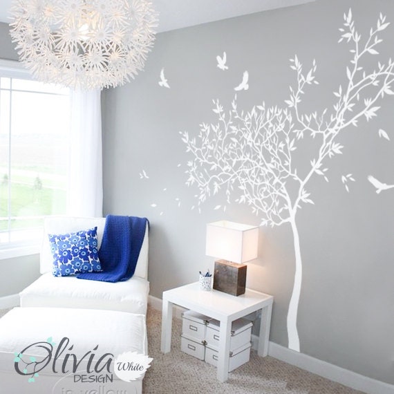 White Nursery Tree Wall Mural Wall Accent Decal Sticker -Nt042 - image 1
