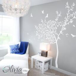 White Nursery Tree Wall Mural Wall Accent Decal Sticker -Nt042 - thumbnail 1
