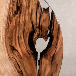Custom Round Epoxy Table Made Of Walnut, Uv Resin With Steel Legs, Live Edge Table, River Coffee To Office - thumbnail 4