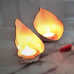 Handmade Ceramic Candle Holders With Gold Trim, Shabbat Candleholder, Set Of 2 - thumbnail 2