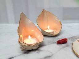 Handmade Ceramic Candle Holders With Gold Trim, Shabbat Candleholder, Set Of 2