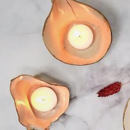 Handmade Ceramic Candle Holders With Gold Trim, Shabbat Candleholder, Set Of 2 - thumbnail 3