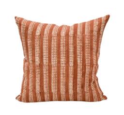 Designer Nepsa Saffron On White Linen Pillow Cover // Terracotta Pillow, Red & White Boho Decorative Throw Pillows - thumbnail 1