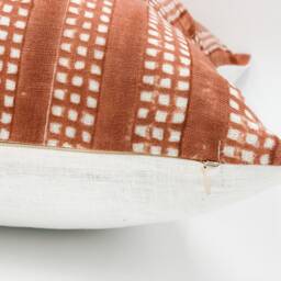 Designer Nepsa Saffron On White Linen Pillow Cover // Terracotta Pillow, Red & White Boho Decorative Throw Pillows - thumbnail 3