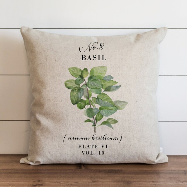 Basil Pillow Cover - 18 X 20 Botanical Floral Herbs Spring Home Decor Summer Throw Garden - image 1