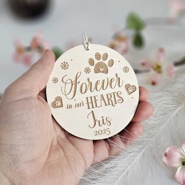 Customisable Wooden Pet Memorial Ornament - Rustic Farmhouse Style For Christmas Tree, Dog & Cat Remembrance Bauble - image 1