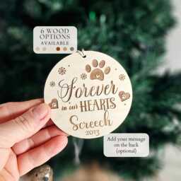 Pet Memorial Ornament Personalised Wooden Bauble Dog Cat Remembrance Keepsake Gift