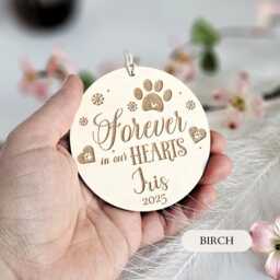 Pet Memorial Ornament Personalised Wooden Bauble Dog Cat Remembrance Keepsake Gift - thumbnail 3