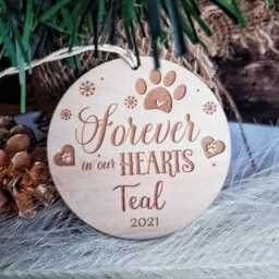 Customisable Wooden Pet Memorial Ornament - Rustic Farmhouse Style For Christmas Tree, Dog & Cat Remembrance Bauble - thumbnail 2