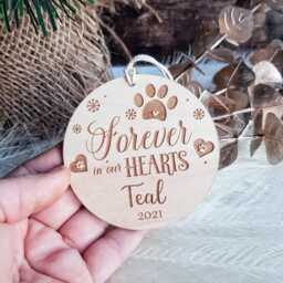 Customisable Wooden Pet Memorial Ornament - Rustic Farmhouse Style For Christmas Tree, Dog & Cat Remembrance Bauble - thumbnail 3