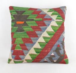 Kilim Pillow K20 16x16Inc, Kilim Cover, Home Decor, Decorative Throw - thumbnail 1
