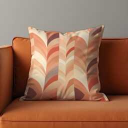 Retro Chevron Throw Pillow Cover, Boho Geometric Cushion Cover in Earthy Tones, Abstract Mid Century Modern Decor Accent For Sofa Or Bed - thumbnail 1