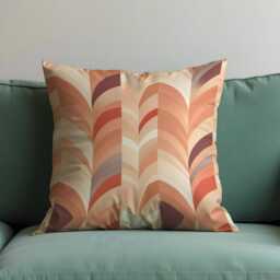 Retro Chevron Throw Pillow Cover, Boho Geometric Cushion Cover in Earthy Tones, Abstract Mid Century Modern Decor Accent For Sofa Or Bed - thumbnail 4
