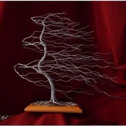 Wire Bonsai Tree Sculpture Handmade Zen Decor, Engraved Dedication - thumbnail 2
