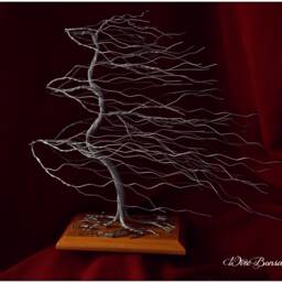 Wire Bonsai Tree Sculpture Handmade Zen Decor, Engraved Dedication - thumbnail 3
