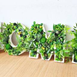 Faux Succulent Wall Letter Plant Decor Sign, Moss Art - 8 Inches/20cm - thumbnail 3